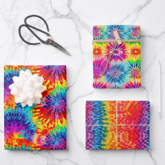 Tie Dye Rainbow Wrapping Paper (Set of 3) (Voorkant)