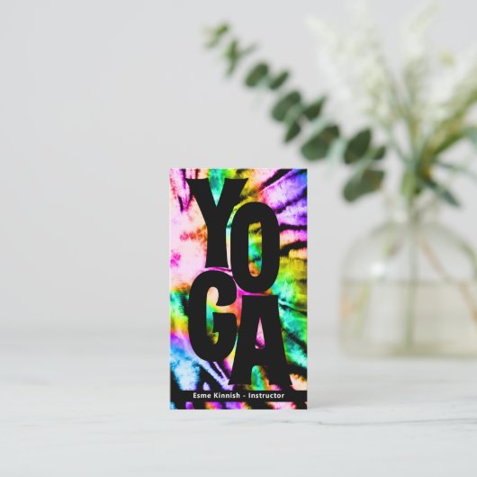 Tie Dye Rainbow Yoga Studio of Instructor Modern Visitekaartje (Staand voorkant)