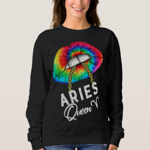 Tie Dye Ram Koningin Lippen Zodiac Maart April Kon Trui