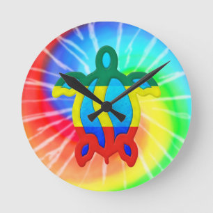 Tie Dye Rasta Honu Turtle Ronde Klok