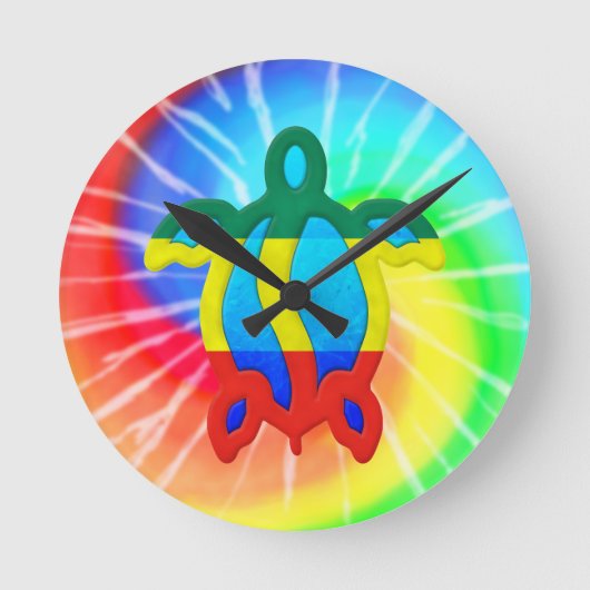 Tie Dye Rasta Honu Turtle Ronde Klok (Voorkant)