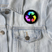 Tie Dye Recycling Symbol Button (In situ)