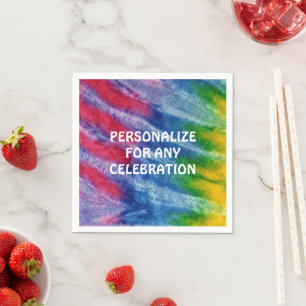 Tie Dye Red Blue, gepersonaliseerd papierfeest Nap Servet