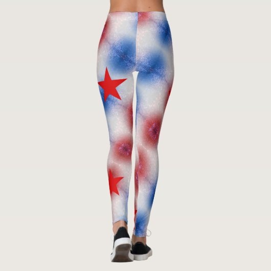Tie Dye Red White Blue Aangepaste naam Leggings (Achterkant)