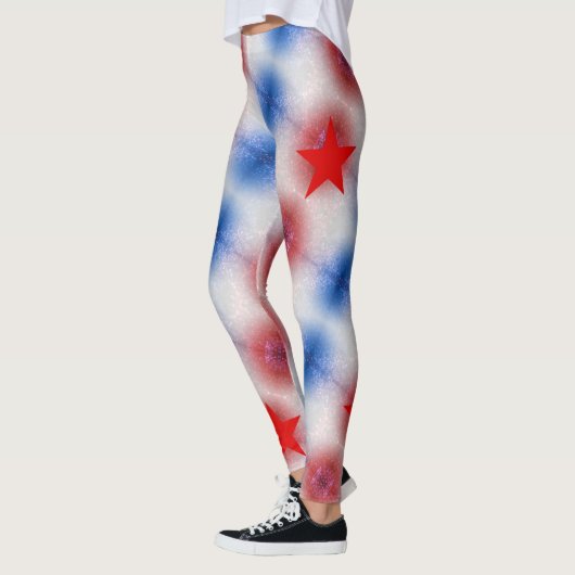 Tie Dye Red White Blue Aangepaste naam Leggings (Links)