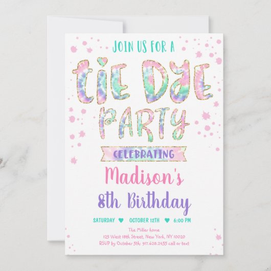 Tie Dye Regenboog Boho Hippie Meisjes Verjaardag Kaart (Voorkant)