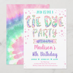 Tie Dye Regenboog Boho Hippie Meisjes Verjaardag Kaart