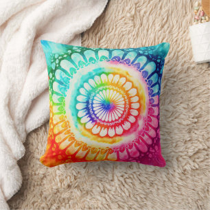 Tie Dye Regenboog Kleuren Helder Retro Kussen