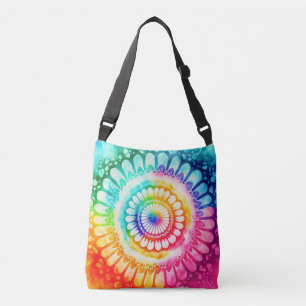 Tie Dye Regenboog Kleuren Retro Hippie Groovy Crossbody Tas