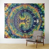 Tie-dye regenboog Levensboom Wandkleed (In Situ (horizontaal))