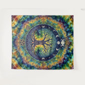 Tie-dye regenboog Levensboom Wandkleed (Voorkant (horizontaal))