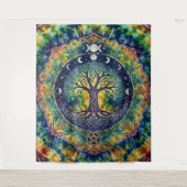 Tie-dye regenboog Levensboom Wandkleed (Voorkant)