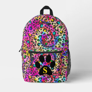Tie Dye Regenboog Luipaardprint Zwarte Poot Cool T Bedrukte Rugzak