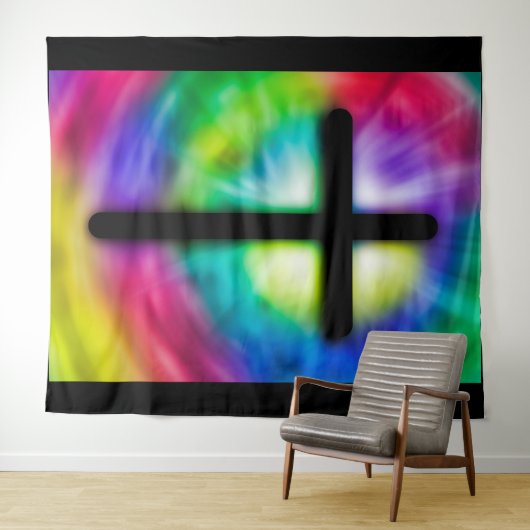 Tie Dye Religious CrossTapestry Wandkleed (In Situ (horizontaal))