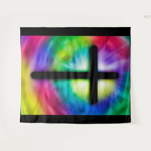 Tie Dye Religious CrossTapestry Wandkleed (Voorkant (horizontaal))