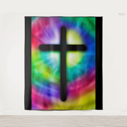 Tie Dye Religious CrossTapestry Wandkleed (Voorkant)