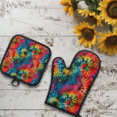 Tie Dye Retro Colorful Ovenwant & Pannenlap Set