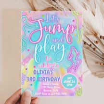 Tie Dye Retro Jump en Play Birthday Invitation
