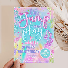 Tie Dye Retro Jump en Play Birthday Invitation Kaart