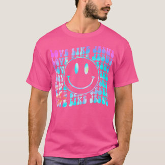 Tie Dye Retro Liefde als Jezus Happy Face Esthetis T-shirt