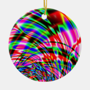 Tie Dye Retro Wave Fractal Keramisch Ornament