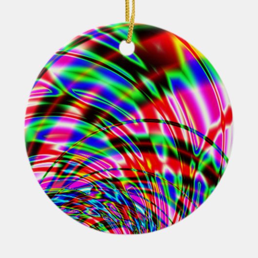 Tie Dye Retro Wave Fractal Keramisch Ornament (Voorkant)