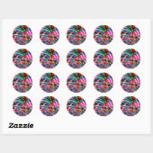Tie Dye Retro Wave Fractal Ronde Sticker (Vel)