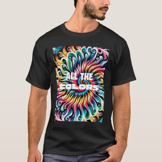 Tie-Dye Retro Wervelende Kleuren T-shirt (Voorkant)
