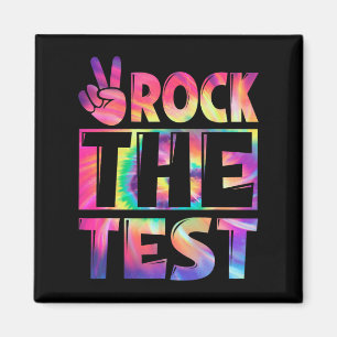 Tie Dye Rock De Test Gelukkig Testen Dag Leraar Lo Magneet
