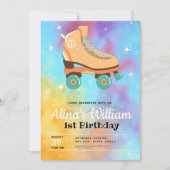 Tie Dye Roller Schaats Verjaardagsuitnodiging Kaart (Voorkant)
