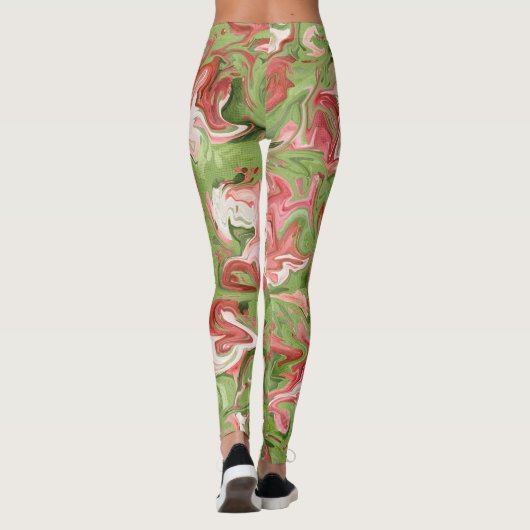 Tie Dye Rood Groen Kerstmis Ontwerp Leggings (Achterkant)