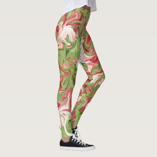 Tie Dye Rood Groen Kerstmis Ontwerp Leggings