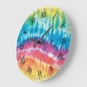 Tie Dye Round Roman Nummerklok Grote Klok (Hoek)