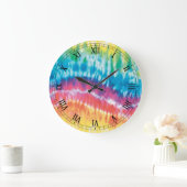 Tie Dye Round Roman Nummerklok Grote Klok (Huis)