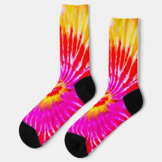 Tie Dye Roze Rood en Geel Design Sokken