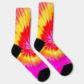 Tie Dye Roze Rood en Geel Design Sokken (Rechts)
