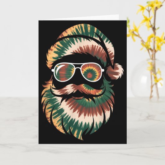 Tie Dye Santa Claus Face Xmas Boys Girls Kids Adul Kaart (Gele Bloem)