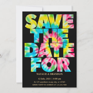 Tie Dye Save the Date Kaart