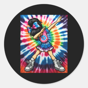 Tie Dye Schattig Dabbing Cheerleader Dans Cheerlea Ronde Sticker