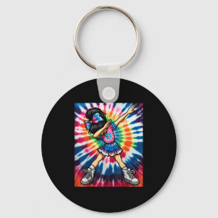Tie Dye Schattig Dabbing Cheerleader Dans Cheerlea Sleutelhanger
