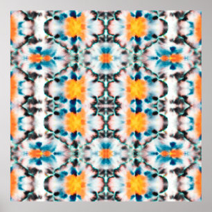Tie Dye Seamless Pattern. Etnische Abstracte. Psyc Poster
