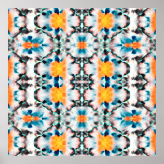 Tie Dye Seamless Pattern. Etnische Abstracte. Psyc Poster