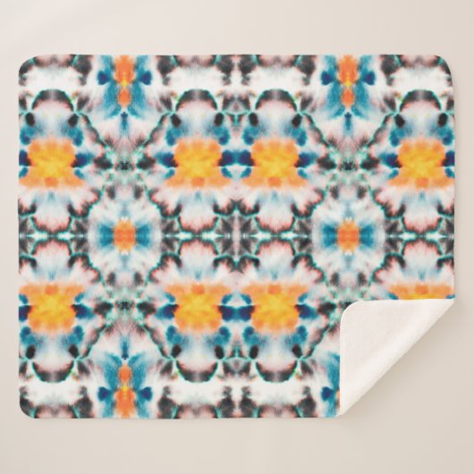 Tie Dye Seamless Pattern. Etnische Abstracte. Psyc Sherpa Deken (Voorkant (horizontaal))