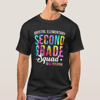 Tie Dye Second Grade Squad docent Student terug na T-shirt