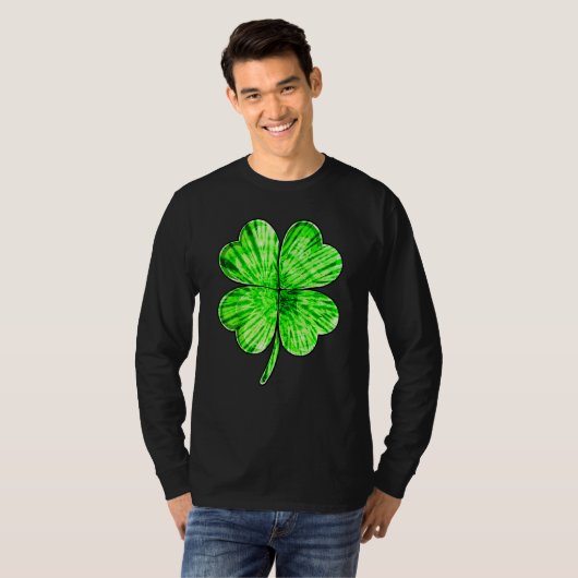 Tie Dye Shamrock Lucky Four Leaf C St Patrick's Da T-shirt (Voorkant volledig)