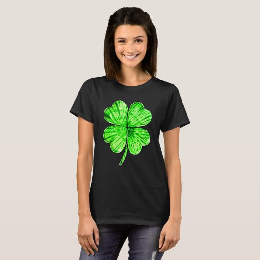 Tie Dye Shamrock Lucky Four Leaf C St Patrick's Da T-shirt (Voorkant volledig)