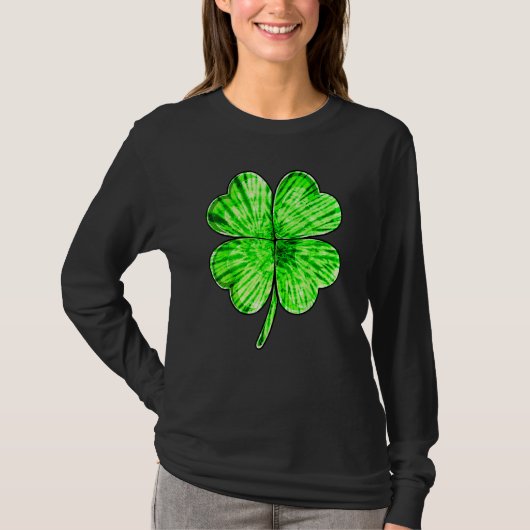 Tie Dye Shamrock Lucky Four Leaf C St Patrick's Da T-shirt (Voorkant)