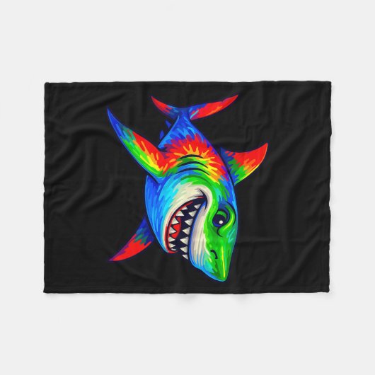Tie-dye Shark Peace Sign Hipe  Fleece Deken (Voorkant (Horizontaal))