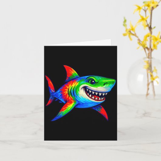 Tie-dye Shark Peace Sign Hipe  Kaart (Gele Bloem)