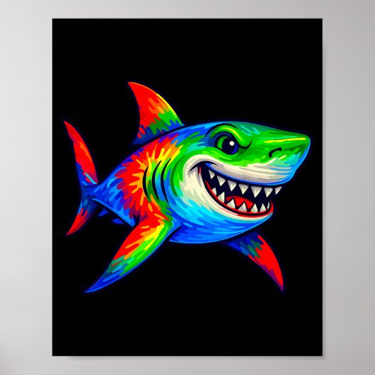 Tie-dye Shark Peace Sign Hipe Poster (Voorkant)